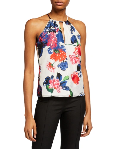 Milly Reese Floral Silk Top In Multi