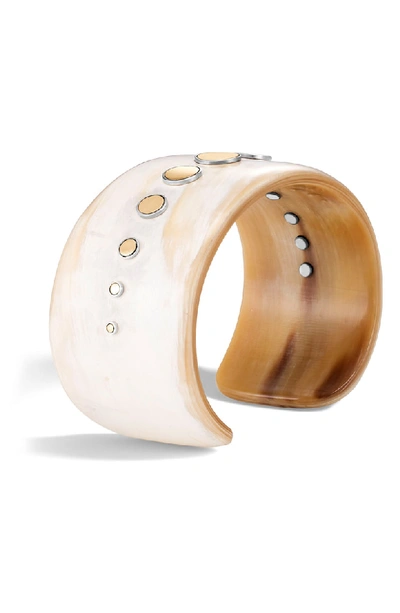 John Hardy Sterling Silver & 18k Bonded Gold Dot Buffalo Horn Cuff In Gold/ Silver/ Horn