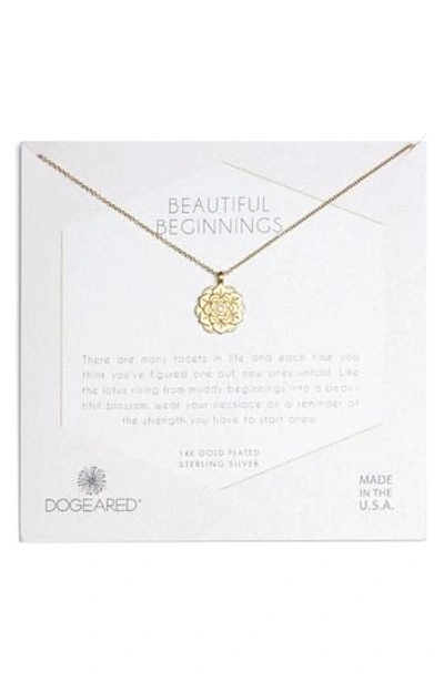 Dogeared Beautiful Beginnings Lotus Pendant Necklace In Gold