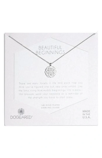 Dogeared Beautiful Beginnings Lotus Pendant Necklace In Silver