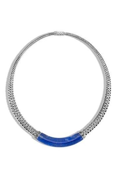 John Hardy Classic Chain Sterling Silver Lapis Lazuli Necklace In Silver/ Lapis Lazuli