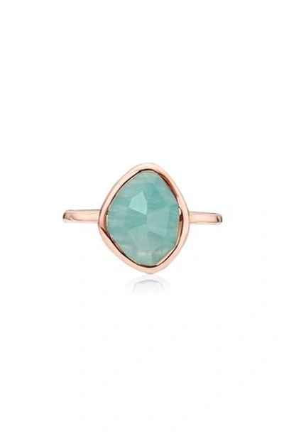 Monica Vinader Siren Small Nugget Stacking Ring In Rose Gold/ Amazonite