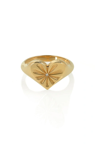 Marlo Laz Heart Pinky Ring In Yellow Gold