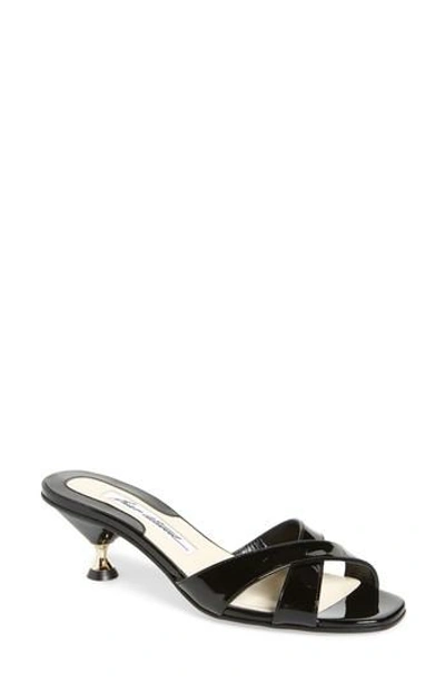 Brian Atwood Cinzia Crisscross Slide In Black Patent