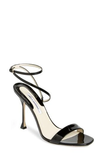 Brian Atwood Sienna Ankle Strap Sandal In Black Patent
