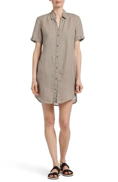 James Perse Short Sleeve Shirtdress In Solitaire