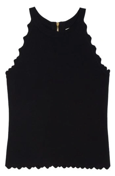 Eliza J Scallop Knit Halter Top In Black