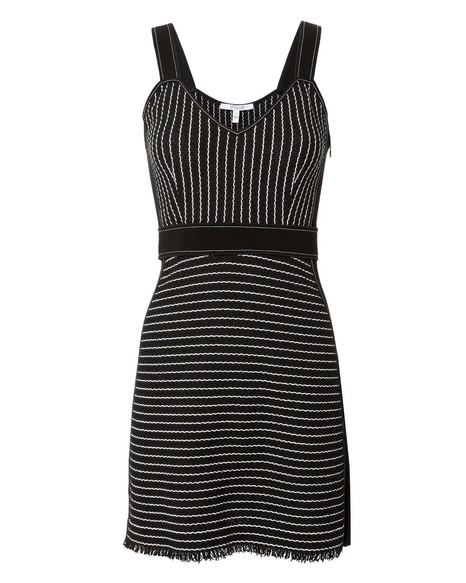Derek Lam 10 Crosby Derek Lam Striped Mini Knit Dress Black | ModeSens