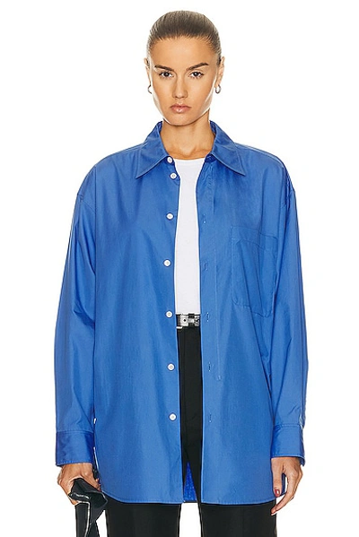 Lemaire Long Cotton Shirt In Cerulean