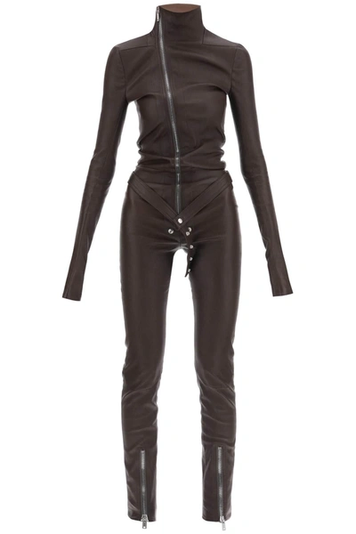 Rick Owens Jumpsuit In Leather In Brown