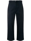 Nine In The Morning Cropped Straight Leg Trousers In Blue
