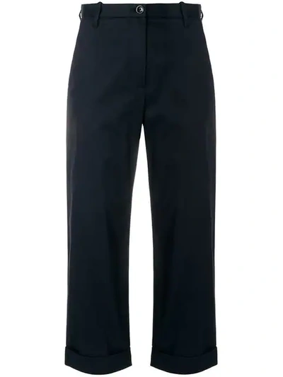 Nine In The Morning Cropped Straight Leg Trousers In Blue