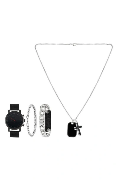 I Touch Mesh Strap Watch, Bracelets & Necklace Gift Set, 44mm In Black