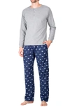 Sleephero Flannel Pajama Set In Grey With Moose