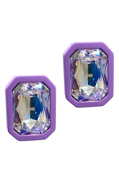 Adornia Blue Halo Crystal Stud Earrings In Purple