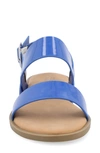 Journee Collection Lavine Slingback Flat Sandal In Blue Patent