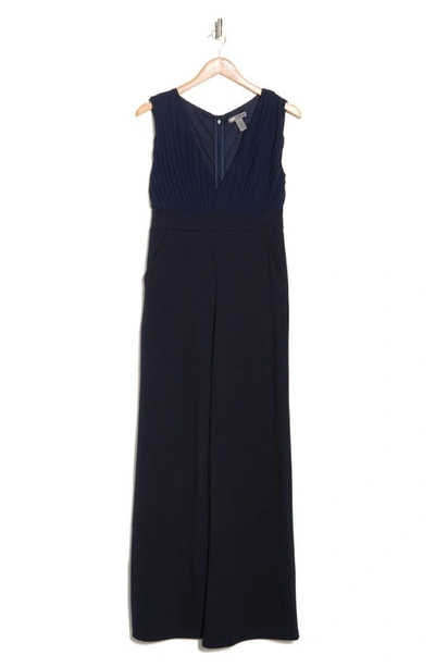 Love By Design Aster Deep V-neck Jumpsuit In Navy Blazer