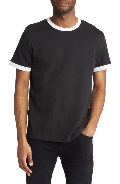French Connection Popcorn Ringer T-shirt In Black/ White