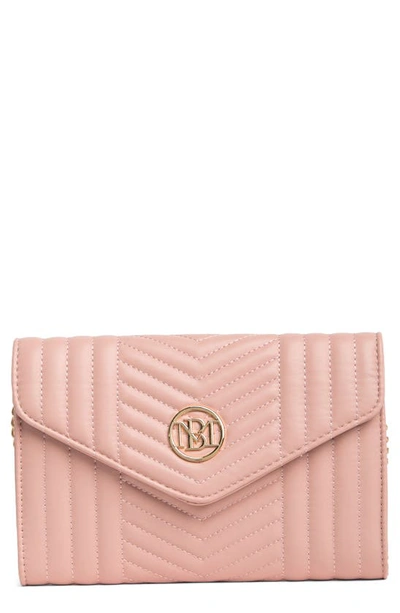 Badgley Mischka Chevron Quilted Crossbody Bag In Blush