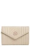 Badgley Mischka Chevron Quilted Crossbody Bag In Off White