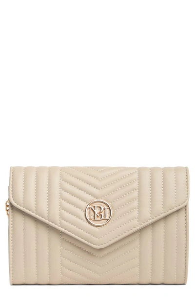 Badgley Mischka Chevron Quilted Crossbody Bag In Off White