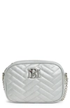 Badgley Mischka Quilted Camera Bag In Metallic Grey