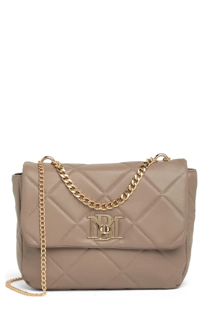 Badgley Mischka Large Quilted Crossbody Bag In Taupe