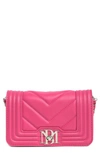 Badgley Mischka Small Chevron Quilted Crossbody Bag In Hot Pink
