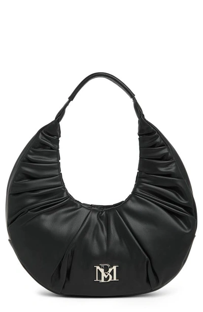 Badgley Mischka Ruched Crescent Shoulder Bag In Black