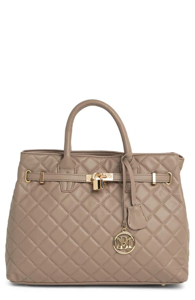 Badgley Mischka Large Diamond Quilted Tote Bag In Taupe