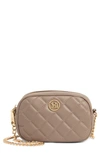 Badgley Mischka Mini Quilted Camera Bag In Taupe