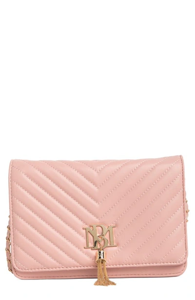 Badgley Mischka Chevron Quilted Crossbody Bag In Blush