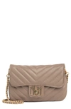 Badgley Mischka Quilted Phone Crossbody Bag In Taupe