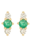 Bony Levy Diamond Stud Earrings In 18k Yellow Gold Emerald