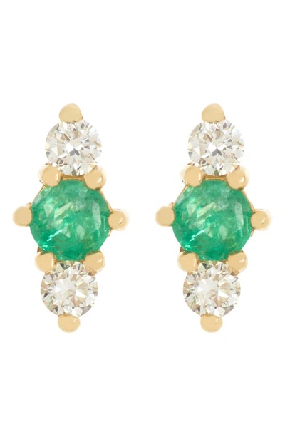 Bony Levy Diamond Stud Earrings In 18k Yellow Gold Emerald