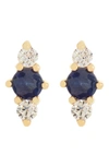 Bony Levy Diamond Stud Earrings In 18k Yellow Gold Sapphire