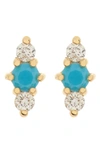 Bony Levy Diamond Stud Earrings In 18k Yellow Gold Turquoise