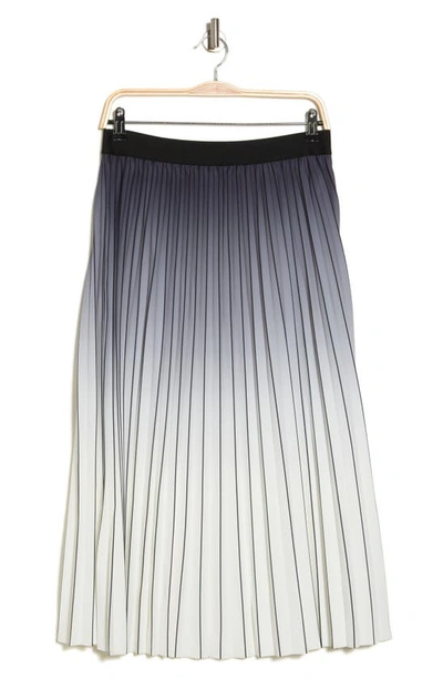 Adrianna Papell Dip Dye Pleated Skirt In Grey/ Ivory Ombre Stripe
