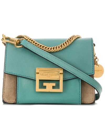 Givenchy Small Gv3 Leather & Suede Crossbody Bag - Blue/green
