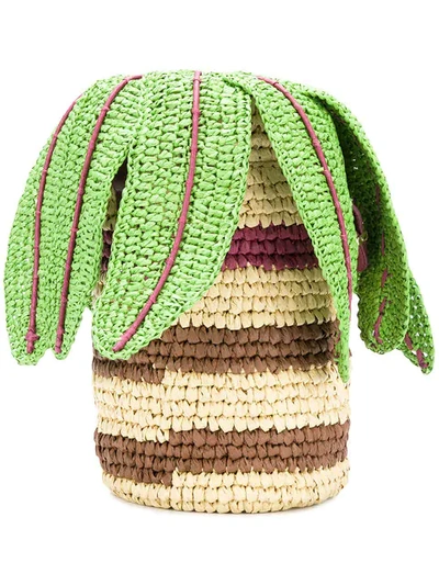 Tsumori Chisato Woven Palm Basket Tote In Vert