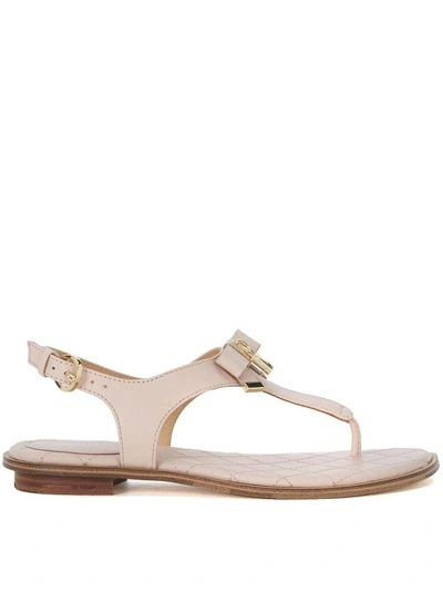 Michael Kors Alice Pink Leather Sandal With Bow And Pendant In Rosa