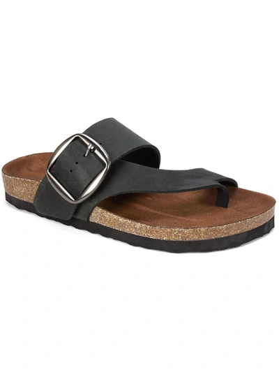 White Mountain Harley Womens Buckle Slip On Footbed Sandals In Black,nubuk