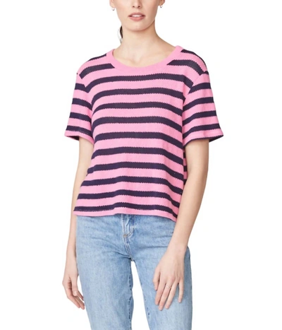Stateside Sweater Knit Stripe Pique Baby Tee In Cherry In Red