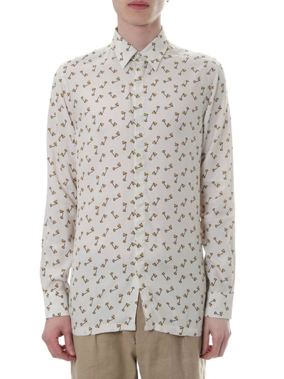 Fendi Chalk Color Shirt With All Ove Lamp Print