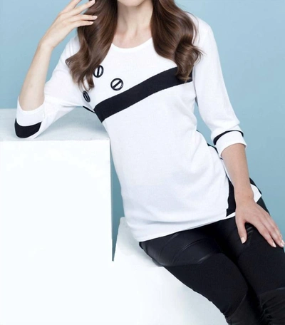 Angel Diagonal Stripe Top In White/black In Multi