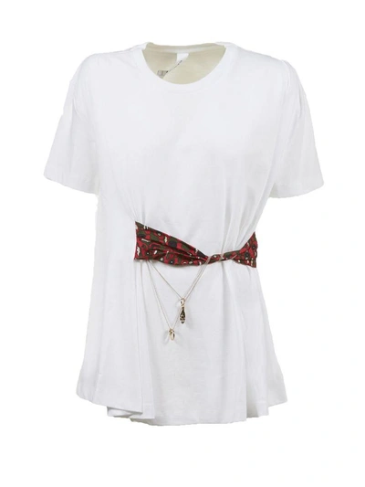 Carven Chain T-shirt In Bianco Rosso