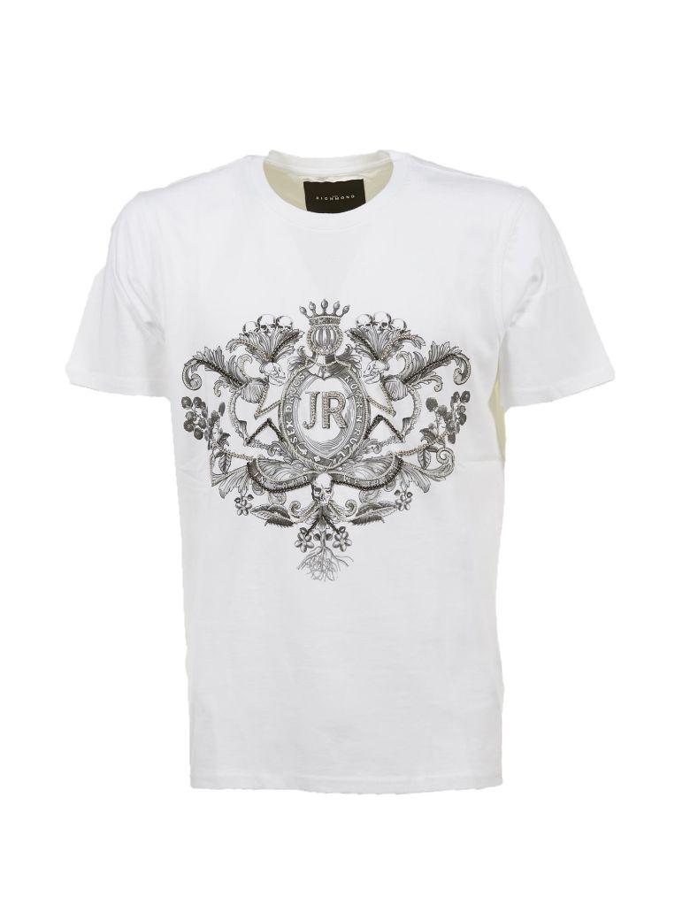 John Richmond Logo Crest Print T-shirt In Bianco | ModeSens