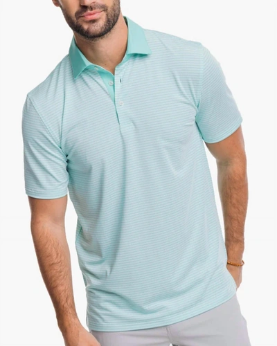 Southern Tide Mens Striped Short Sleeve Polo Shirt In Baltic Teal In Multi