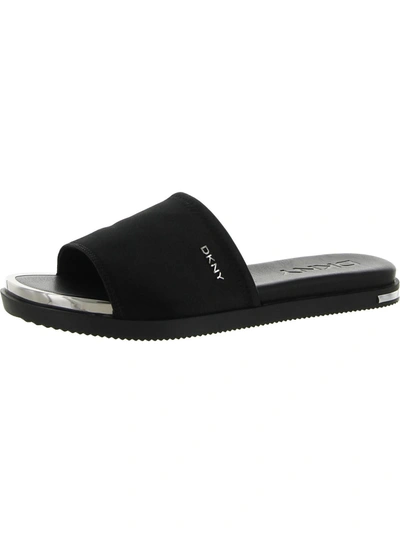 Dkny Briley Womens Metal Square Toe Pool Slides In Black