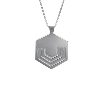 Edge Only Hexagon Necklace Large In Silver